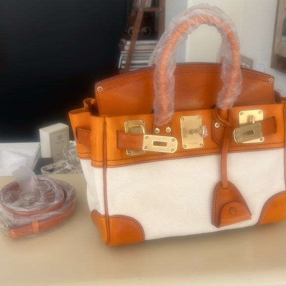 Atorie Canvas Leather Top-Handle Bag med NWT - Picture 10 of 13